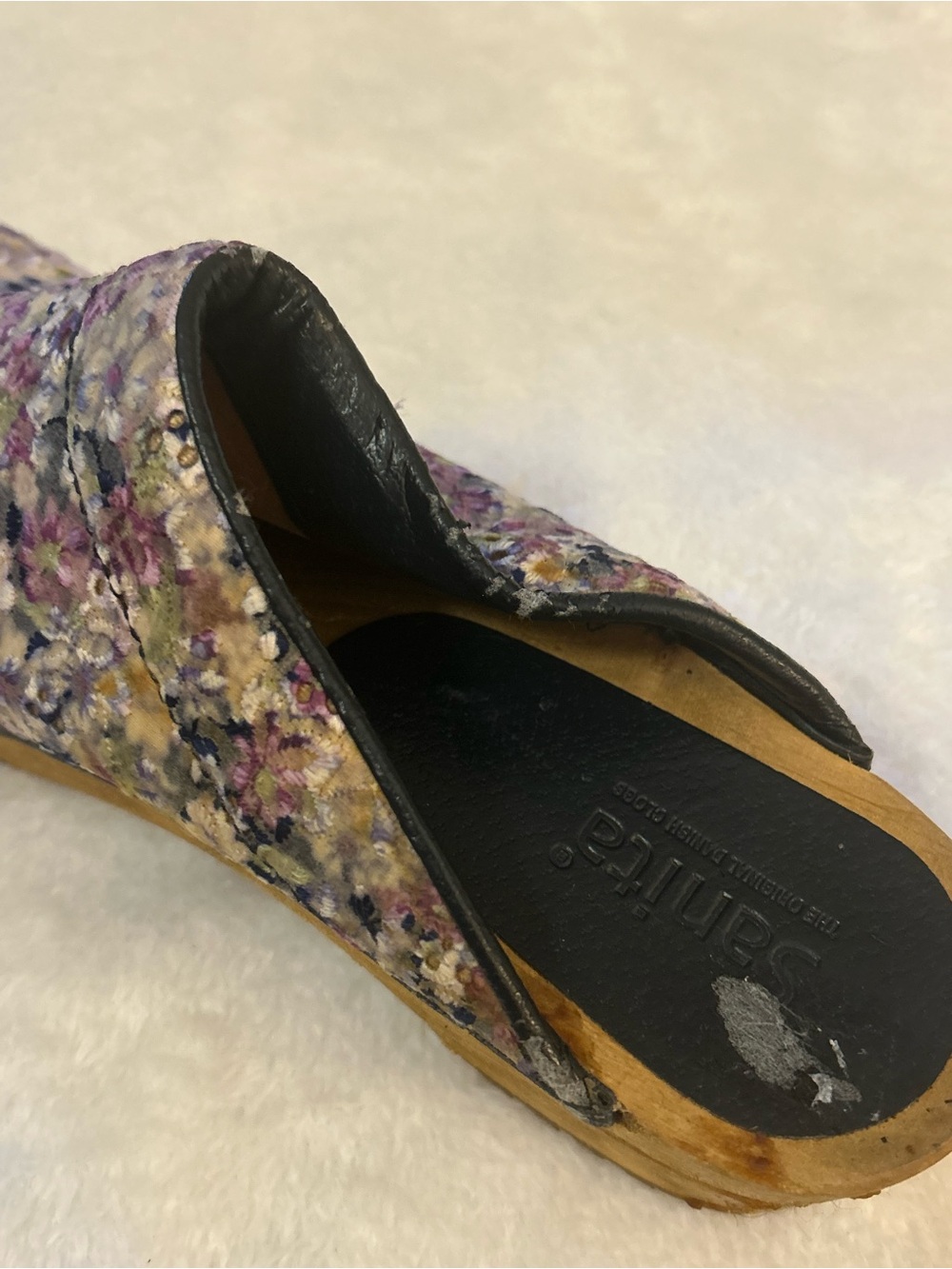 Sanita Floral Leather Professional Clogs Wood Sole Slip On Comfort EU 42 - Picture 10 of 15
